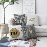 4'lü Çift Taraflı Renkli Zemin Üzerinde Gold Detaylı Yazılı Modern Şönil Yastık Kırlent Kılıf Seti Realhomes