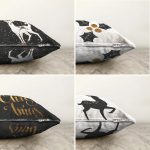 - Sonil-K4luset367-Gorsel2 - Realhomes 4'lü Çift Taraflı Siyah Zemin Üzerinde Gold Detaylı Yılbaşo Desenli Modern Şönil Yastık Kırlent Kılıf Seti Realhomes