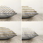 - Sonil-K4luset369-Gorsel2 - Realhomes 4'lü Çift Taraflı Beyaz Zemin Üzerinde Gold Detaylı Geometrik Desenli Modern Şönil Yastık Kırlent Kılıf Seti Realhomes