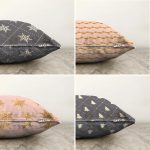 4'lü Çift Taraflı Renkli Zemin Üzerinde Gold Detaylı Yılbaşı Desenli Modern Şönil Yastık Kırlent Kılıf Seti Realhomes