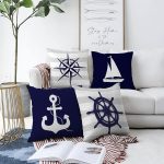 - Sonil-K4luset380-Gorsel1 - Realhomes 4'lü Çift Taraflı Renkli Zemin Üzerinde Denizci Desenli Modern Şönil Yastık Kırlent Kılıf Seti Realhomes