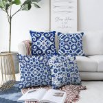 - Sonil-K4luset383-Gorsel1 - Realhomes  4'lü Çift Taraflı Beyaz Zemin Üzerinde Renkli Geometrik Desenli Modern Şönil Yastık Kırlent Kılıf Seti Realhomes