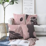 4'lü Çift Taraflı Renkli Zemin Üzerinde Onedraw Çizimli Modern Şönil Yastık Kırlent Kılıf Seti Realhomes