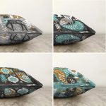 4'lü Çift Taraflı Renkli Zemin Üzerinde Yılbaşı Desenli Modern Şönil Yastık Kırlent Kılıf Seti Realhomes