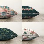 4'lü Çift Taraflı Rengarenk Zemin Üzerinde Çiçek Desenli Modern Şönil Yastık Kırlent Kılıf Seti Realhomes