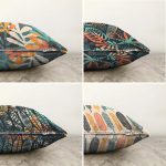 4'lü Çift Taraflı Renkli Zemin Üzerinde Yaprak Desenli Modern Şönil Yastık Kırlent Kılıf Seti Realhomes