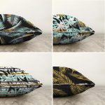 - Sonil-K4luset405-Gorsel2 - Realhomes 4'lü Çift Taraflı Renkli Zemin Üzerinde Gold Detaylı Yaprak Desenli Modern Şönil Yastık Kırlent Kılıf Seti Realhomes