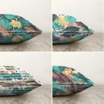 - Sonil-K4luset410-Gorsel2 - Realhomes  4'lü Çift Taraflı Renkli Zemin Üzerinde Yaprak Desenli Modern Şönil Yastık Kırlent Kılıf Seti Realhomes