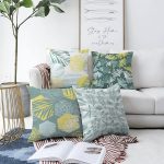 - Sonil-K4luset411-Gorsel1 - Realhomes 4'lü Çift Taraflı Renkli Zemin Üzerinde Yaprak Desenli Modern Şönil Yastık Kırlent Kılıf Seti Realhomes