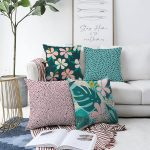 - Sonil-K4luset418-Gorsel1 - Realhomes 4'lü Çift Taraflı Renkli Zemin Üzerinde Yaprak Desenli Modern Şönil Yastık Kırlent Kılıf Seti Realhomes