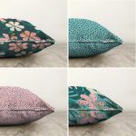 - Sonil-K4luset418-Gorsel2 - Realhomes 4'lü Çift Taraflı Renkli Zemin Üzerinde Yaprak Desenli Modern Şönil Yastık Kırlent Kılıf Seti Realhomes