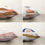 - Sonil-K4luset420-Gorsel2 - Realhomes 4'lü Çift Taraflı Beyaz Zemin Üzerinde Onedraw Çizimli Modern Şönil Yastık Kırlent Kılıf Seti Realhomes