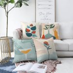 4'lü Çift Taraflı Renkli Zemin Üzerinde Onedraw Çizimli Modern Şönil Yastık Kırlent Kılıf Seti Realhomes