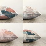 4'lü Çift Taraflı Renkli Zemin Üzerinde Onedraw Çizimli Modern Şönil Yastık Kırlent Kılıf Seti Realhomes