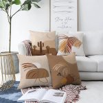 - Sonil-K4luset436-Gorsel1 - Realhomes 4'lü Çift Taraflı Renkli Zemin Üzerinde Yaprak Desenli Modern Şönil Yastık Kırlent Kılıf Seti Realhomes