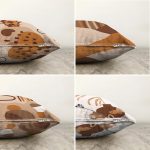 - Sonil-K4luset437-Gorsel2 - Realhomes  4'lü Çift Taraflı Renkli Zemin Üzerinde Onedraw Çizimli Yaprak Desenli Modern Şönil Yastık Kırlent Kılıf Seti Realhomes