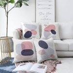 - Sonil-K4luset438-Gorsel1 - Realhomes 4'lü Çift Taraflı Beyaz Zemin Üzerinde Renkli Geometrik Desenli Modern Şönil Yastık Kırlent Kılıf Seti Realhomes