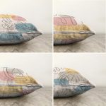 - Sonil-K4luset440-Gorsel2 - Realhomes  4'lü Çift Taraflı Renkli Zemin Üzerinde Onedraw Çizimli Modern Şönil Yastık Kırlent Kılıf Seti Realhomes