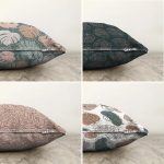 - Sonil-K4luset449-Gorsel2 - Realhomes  4'lü Çift Taraflı Renkli Zemin Üzerinde Onedraw Çizimli Yaprak Desenli Modern Şönil Yastık Kırlent Kılıf Seti Realhomes