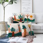 - Sonil-K4luset450-Gorsel1 - Realhomes 4'lü Çift Taraflı Renkli Zemin Üzerinde Onedraw Çizimli Ağaç Desenli Modern Şönil Yastık Kırlent Kılıf Seti Realhomes