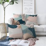 - Sonil-K4luset451-Gorsel1 - Realhomes  4'lü Çift Taraflı Renkli Zemin Üzerinde Onedraw Çizimli Yaprak Desenli Modern Şönil Yastık Kırlent Kılıf Seti Realhomes