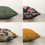 - Sonil-K4luset453-Gorsel2 - Realhomes  4'lü Çift Taraflı Renkli Zemin Üzerinde Yaprak Desenli Modern Şönil Yastık Kırlent Kılıf Seti Realhomes