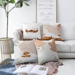 - Sonil-K4luset456-Gorsel1 - Realhomes  4'lü Çift Taraflı Beyaz Zemin Üzerinde Onedraw Çizimli Ağaç Desenli Modern Şönil Yastık Kırlent Kılıf Seti Realhomes