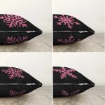 - Sonil-K4luset460-Gorsel2 - Realhomes 4'lü Çift Taraflı Siyah Zemin Üzerinde Renkli Kartanesi Desenli Modern Şönil Yastık Kırlent Kılıf Seti Realhomes