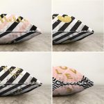 - Sonil-K4luset561-Gorsel2 - Realhomes  4'lü Çift Taraflı Beyaz Zemin Üzerinde Gold Detaylı Yazılı Modern Şönil Yastık Kırlent Kılıf Seti Realhomes