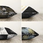 - Sonil-K4luset564-Gorsel2 - Realhomes 4'lü Çift Taraflı Siyah Zemin Üzerinde Gold Detaylı Modern Şönil Yastık Kırlent Kılıf Seti Realhomes