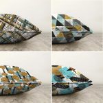 - Sonil-K4luset571-Gorsel2 - Realhomes  4'lü Çift Taraflı Beyaz Zemin Üzerinde Gold Detaylı Geometrik Desenli Modern Şönil Yastık Kırlent Kılıf Seti Realhomes