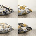 - Sonil-K4luset572-Gorsel2 - Realhomes  4'lü Çift Taraflı Beyaz Zemin Üzerinde Gold Detaylı Yaprak Desenli Modern Şönil Yastık Kırlent Kılıf Seti Realhomes