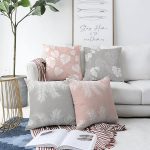 - Sonil-K4luset580-Gorsel1 - Realhomes  4'lü Çift Taraflı Renkli Zemin Üzerinde Yaprak Desenli Modern Şönil Yastık Kırlent Kılıf Seti Realhomes