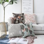 - Sonil-K4luset581-Gorsel1 - Realhomes 4'lü Çift Taraflı Renkli Zemin Üzerinde Yaprak Desenli Modern Şönil Yastık Kırlent Kılıf Seti Realhomes