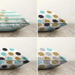 - Sonil-K4luset582-Gorsel2 - Realhomes 4'lü Çift Taraflı Beyaz Zemin Üzerinde Gold Detaylı Geometrik Desenli Modern Şönil Yastık Kırlent Kılıf Seti Realhomes