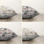 4'lü Çift Taraflı Renkli Zemin Üzerinde Yaprak Desenli Modern Şönil Yastık Kırlent Kılıf Seti Realhomes