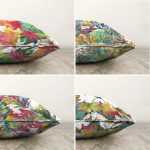 - Sonil-K4luset586-Gorsel2 - Realhomes  4'lü Çift Taraflı Beyaz Zemin Üzerinde Renkli Sonbahar Yaprak Desenli Modern Şönil Yastık Kırlent Kılıf Seti Realhomes