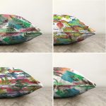 - Sonil-K4luset592-Gorsel2 - Realhomes 4'lü Çift Taraflı Beyaz Zemin Üzerinde Renkli Yaprak Desenli Modern Şönil Yastık Kırlent Kılıf Seti Realhomes