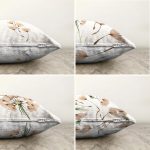 4'lü Çift Taraflı Beyaz Zemin Üzerinde Çiçek Desenli Modern Şönil Yastık Kırlent Kılıf Seti Realhomes