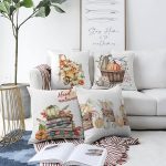 Çift Taraflı 4'lü Sepetli Kabak Konsept Dijital Baskılı Modern Şönil Yastık Kırlent Kılıfı Realhomes