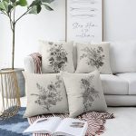 - Sonil-K4luset597-Gorsel1 - Realhomes  4'lü Çift Taraflı Renkli Zemin Üzerinde Yaprak Desenli Modern Şönil Yastık Kırlent Kılıf Seti Realhomes