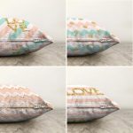 4'lü Çift Taraflı Beyaz Zemin Üzerinde Gold Detay Love Yazılı Modern Şönil Yastık Kırlent Kılıf Seti Realhomes