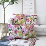 - Sonil-K4luset607-Gorsel1 - Realhomes  4'lü Çift Taraflı Beyaz Zemin Üzerinde Rengarenk Çiçek Desenli  Modern Şönil Yastık Kırlent Kılıf Seti Realhomes