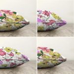 - Sonil-K4luset607-Gorsel2 - Realhomes  4'lü Çift Taraflı Beyaz Zemin Üzerinde Rengarenk Çiçek Desenli  Modern Şönil Yastık Kırlent Kılıf Seti Realhomes