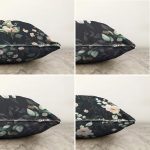 - Sonil-K4luset610-Gorsel2 - Realhomes  4'lü Çift Taraflı Siyah Zemin Üzerinde Çiçek Desenli Modern Şönil Yastık Kırlent Kılıf Seti Realhomes