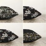 4'lü Çift Taraflı Siyah Zemin Üzerinde Çiçek Desenli Modern Şönil Yastık Kırlent Kılıf Seti Realhomes