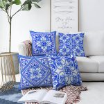 - Sonil-K4luset613-Gorsel1 - Realhomes  4'lü Çift Taraflı Beyaz Zemin Üzerinde Çini Desenli Modern Şönil Yastık Kırlent Kılıf Seti Realhomes