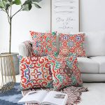 - Sonil-K4luset614-Gorsel1 - Realhomes  4'lü Çift Taraflı Beyaz Zemin Üzerinde Çini Desenli Modern Şönil Yastık Kırlent Kılıf Seti Realhomes