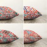 - Sonil-K4luset614-Gorsel2 - Realhomes  4'lü Çift Taraflı Beyaz Zemin Üzerinde Çini Desenli Modern Şönil Yastık Kırlent Kılıf Seti Realhomes