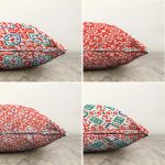 - Sonil-K4luset616-Gorsel2 - Realhomes 4'lü Çift Taraflı Beyaz Zemin Üzerinde Çini Desenli Modern Şönil Yastık Kırlent Kılıf Seti Realhomes